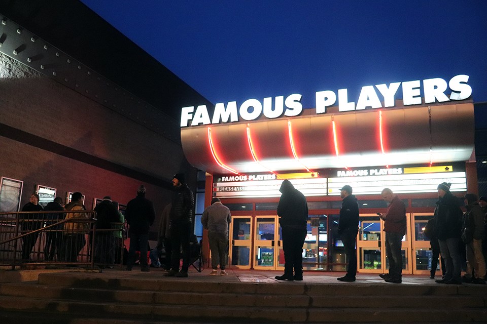 Prince George's Famous Players 6 movie theatre has been temporarily closed in accordance with B.C.'s COVID-19 public health orders as of Nov. 19, 2020. This photo was taken in December 2019 ahead of the premiere of Star Wars: The Rise of Skywalker. (via Kyle Balzer, PrinceGeorgeMatters)