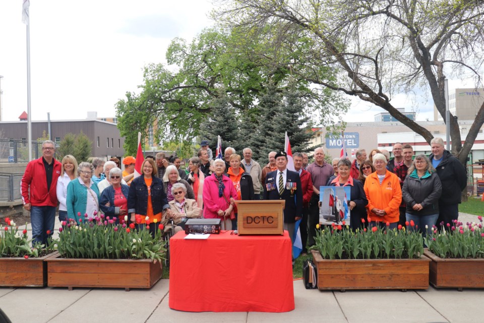 A group  photo of those who came to the 2019 Tulip Commemoration ceremony in Prince George (via Kyle Balzer)