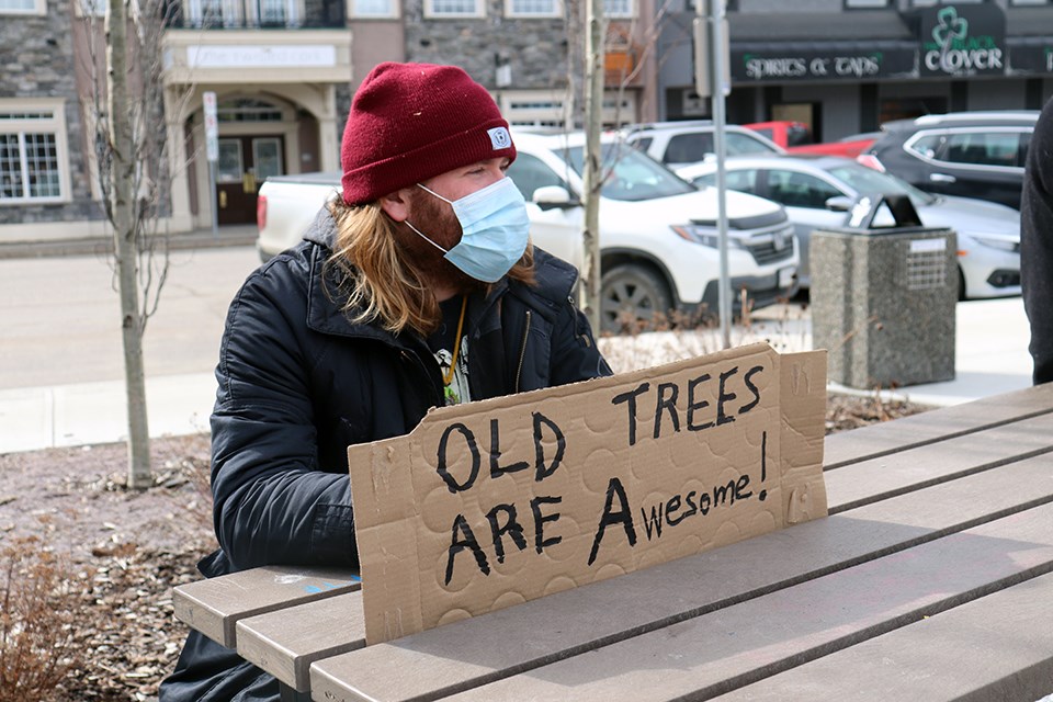Rebellion for Forests rally in Prince George on March 26, 2021. Conservationists and other residents in attendance advocated for the protection of old-growth forests in the region, subject of a recommendation report by the B.C. government.