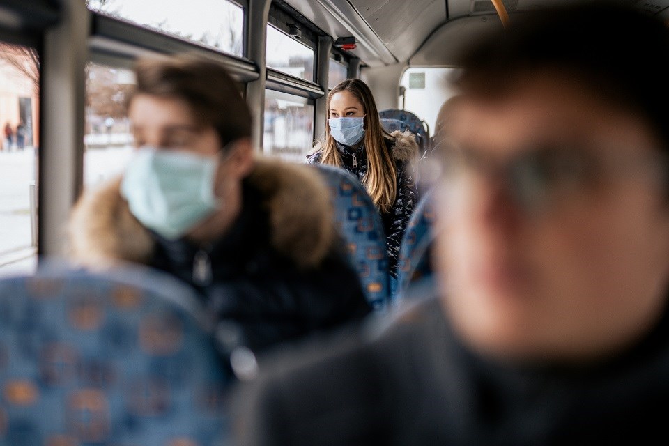 Face masks on transit bus - Getty Images