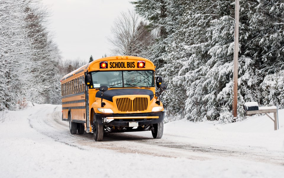 school bus in snow