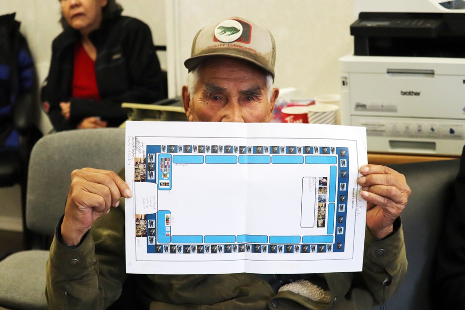92-year-old Elder William Joseph from Yekooche shows his map of the Balhats system. (via Hanna Petersen) 