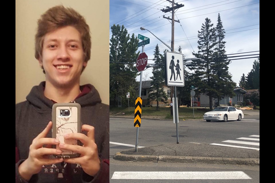 18-year-old Sean Lode was hit while in the crosswalk at First Ave and Ospika Blvd. (via Facebook)