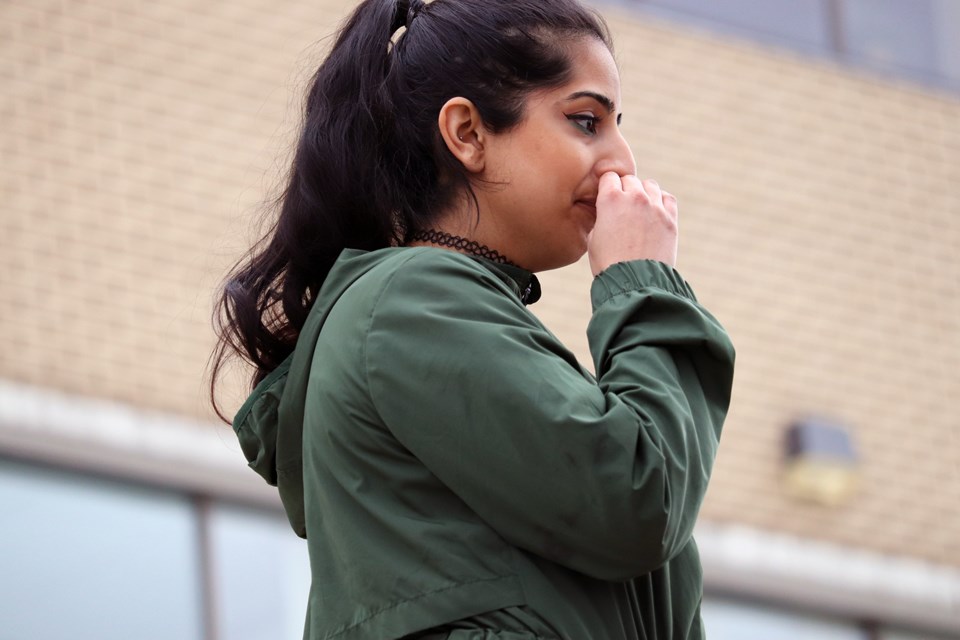 Neelam Pahal became emotional when speaking to the Prince George crowd. (via Jessica Fedigan)