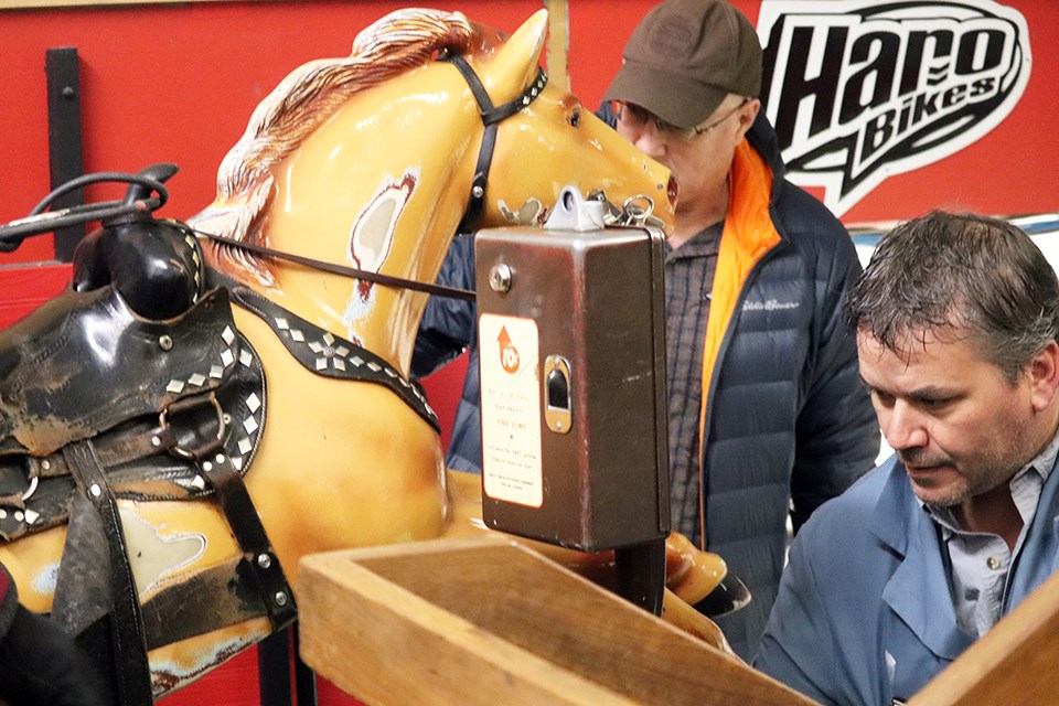 Champ the horse was taken from Northern Hardware Furniture and Co. to his new home at the Exploration Place. (via Jess Fedigan)