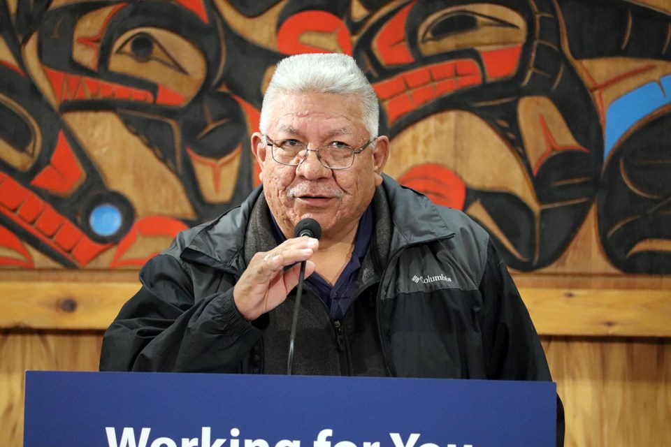 Chief Dominic Frederick gives opening remarks at the poverty reduction announcement in Prince George at the Prince George Native Friendship Centre. (via Jessica Fedigan)