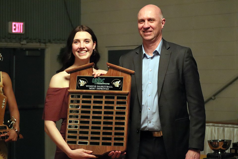 UNBC 2018-19 most improved women's basketball player Madison Landry. (via Kyle Balzer, PrinceGeorgeMatters)