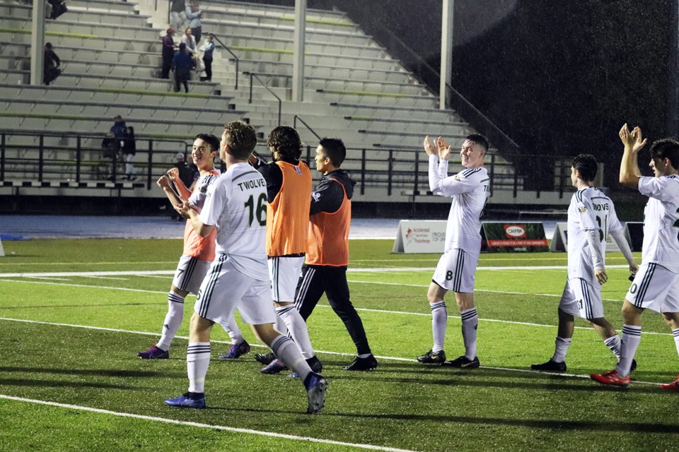 The UNBC Timberwolves won a thriller against the MRU Cougars on Friday night. (via Jess Fedigan)