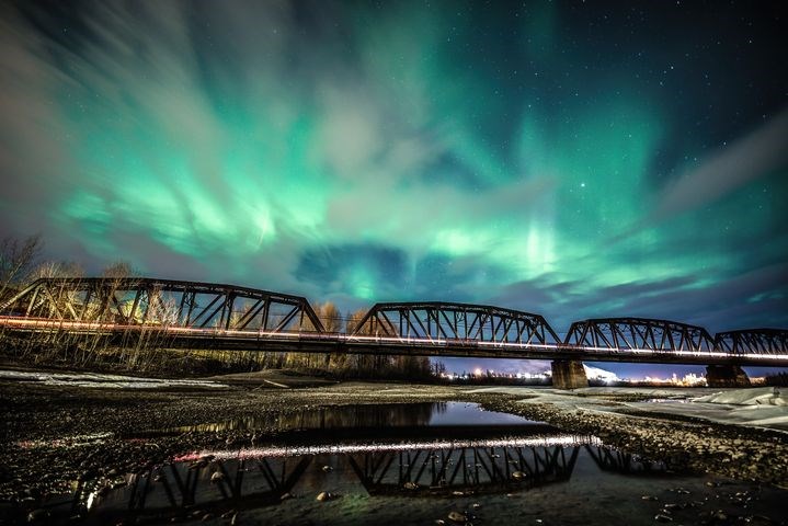 Northern Lights over the CN bridge in Prince George on March 20. 