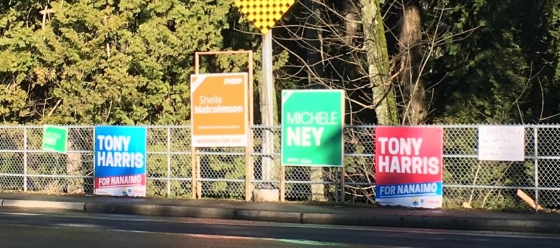 Nanaimo by-election signs