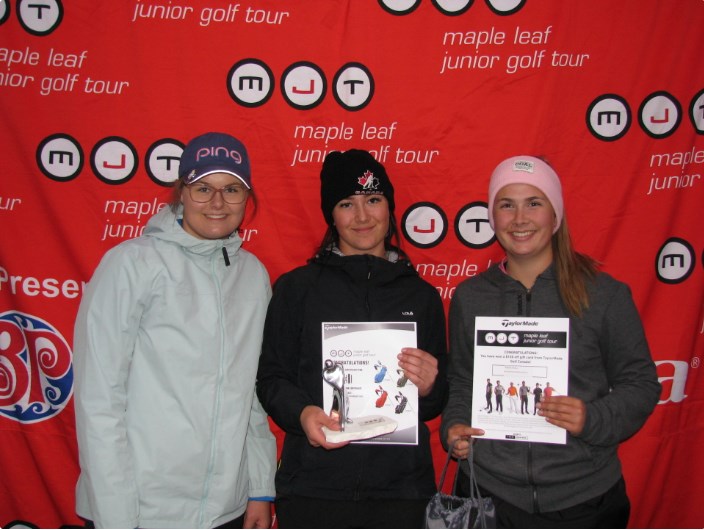 Prince George's Natasha Kozlowski (middle) won a tournament in Banff by 14 shots (via Maple Leaf Junior Golf Tour)