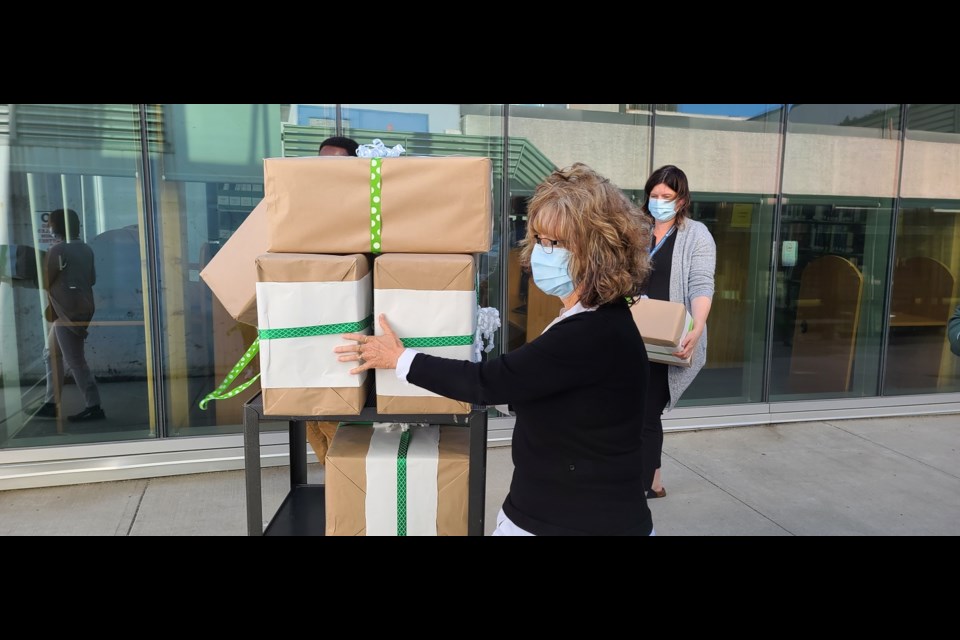 The Nigerian Community Association of Northern B.C. delivered 250 travel and coffee mugs to frontline workers at University Hospital on Oct. 6, 2020. (via Handout photo)