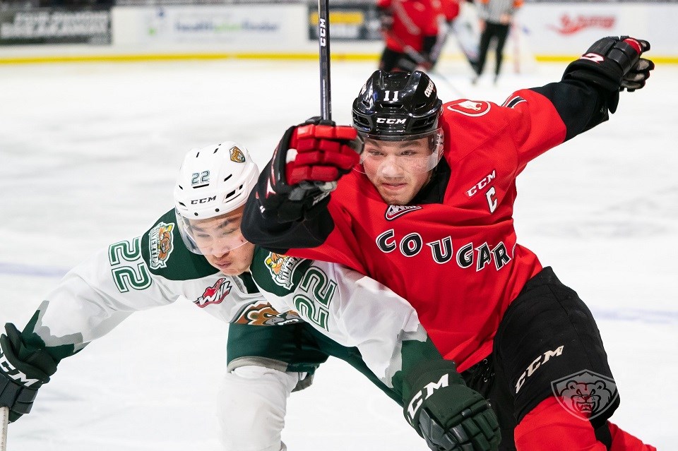 Prince George Cougars captain Josh Maser (#11) in action during a game on the road against the Everett Silvertips (via Twitter/Chris Mast)