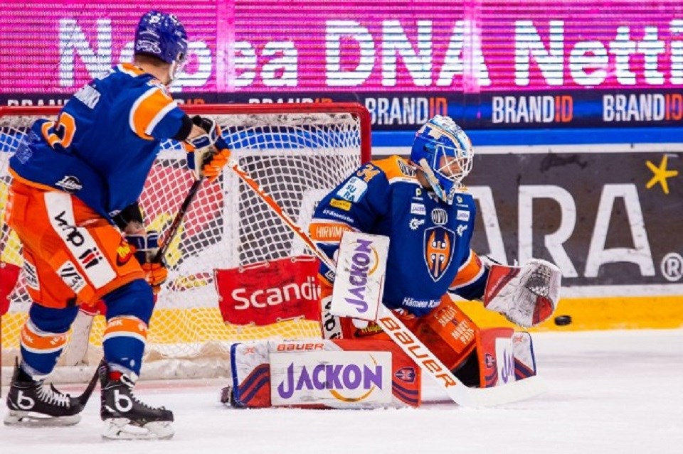 Michael Garteig of Prince George is a goaltender in European hockey, seen here with Tappara in Finland's elite league. (via Tappara)