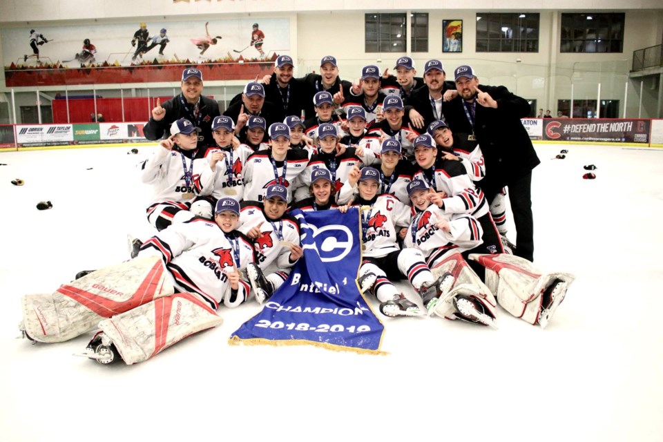 North Central Bobcats of Prince George win the 2018-19 Bantam Hockey Provincial Championships at the Kin Centre (via Chuck Chin Photography)