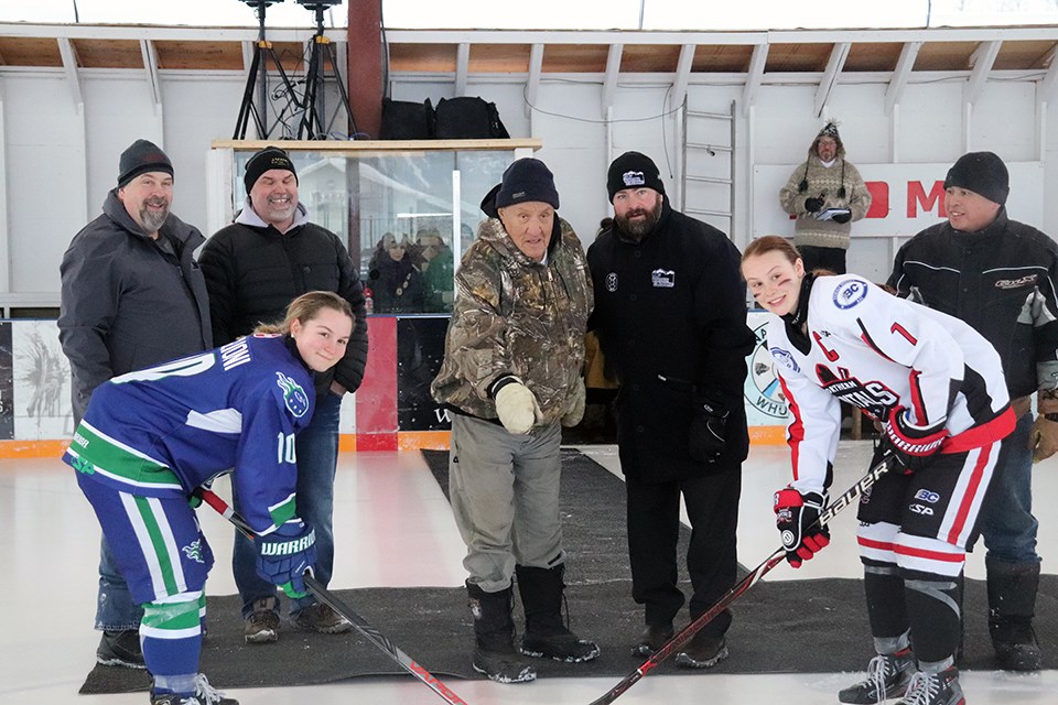 Port Moody's Jenna Buglioni (#10) is seen here with the Greater Vancouver Comets during the ceremonial puck-drop of the 2020 BC Winter Classic in Nak'azdli Whut'en/Fort St. James against the Northern Capitals. | Kyle Balzer for Glacier Media