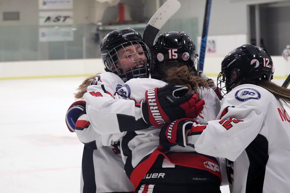 The Northern Capitals celebrate a goal against the Vancouver Island Seals (via Kyle Balzer)