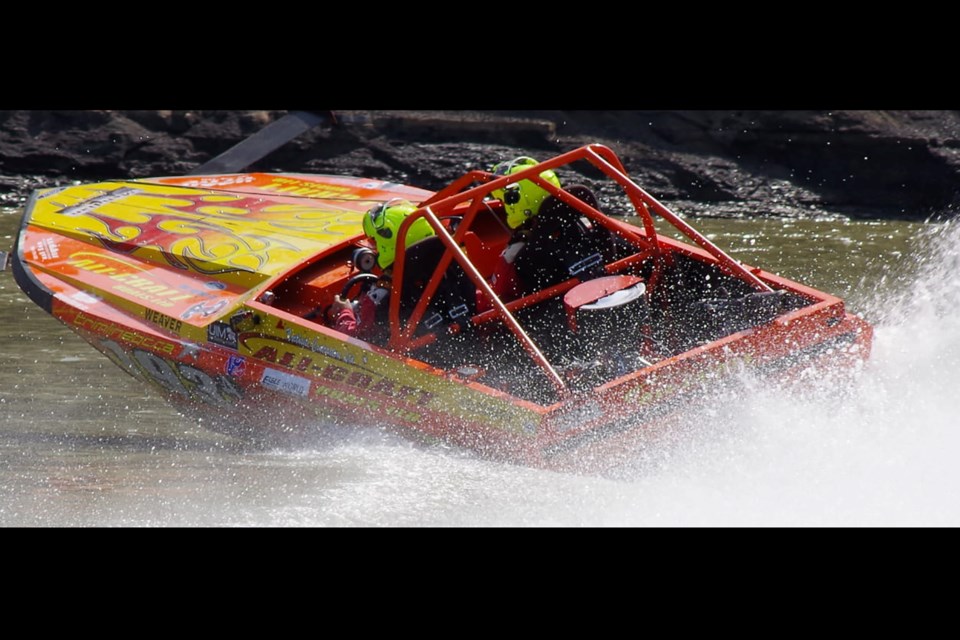 Steve Ford and Merv Pidherny in Boat #193 representing Prince George at the 2019 World Jet Boat Championships in Taylor, B.C. (via Ali-Craft Boats Ltd.)