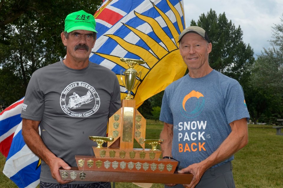 Tom Blackburn and Harry James are the 2019 champions of the Northern Hardware Prince George Canoe Race (via Facebook/Chris Budac)