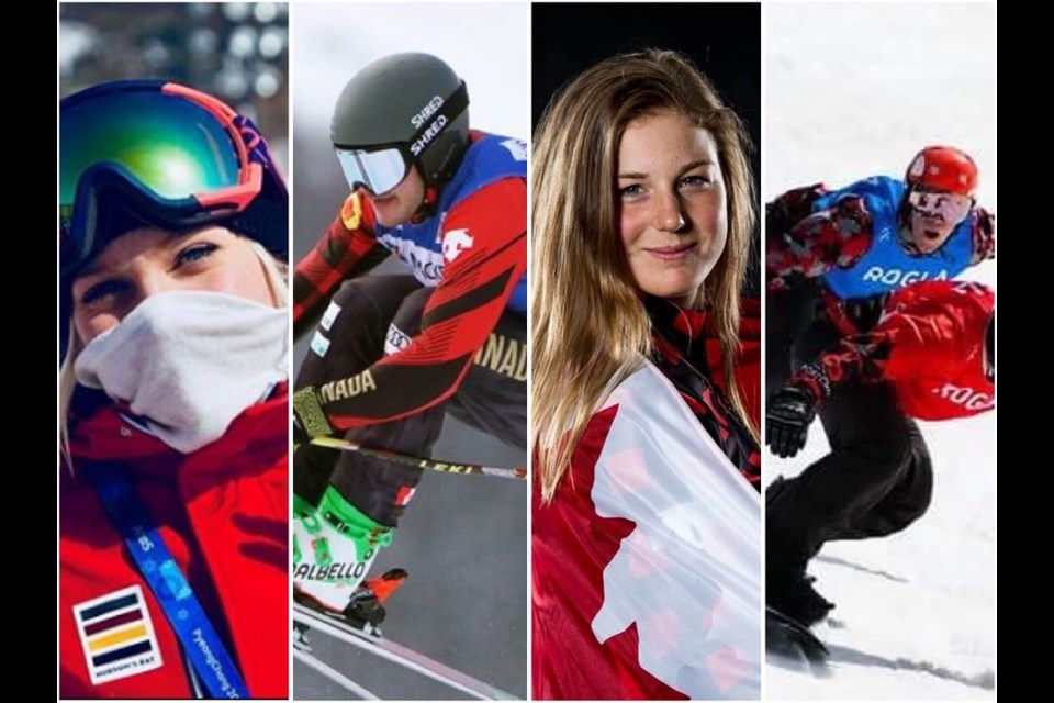 [From left to right] Prince George's Meryeta O'Dine, Gavin Rowell, Tiana Gairns and Evan Bichon have all been named to Canada's 2020-21 ski and snowboardcross teams. (via Facebook/Canada Snowboard/Alpine Canada)