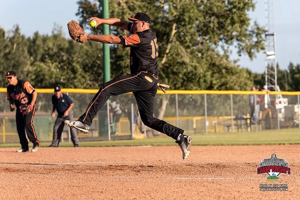 The Big Guy Lake Kings of Prince George were one of two teams representing B.C. at the Canadian Men's Fastpitch Championships in Grande Prairie, Alberta (via Canadian Fast Pitch Championships/Jim Burke Photography)