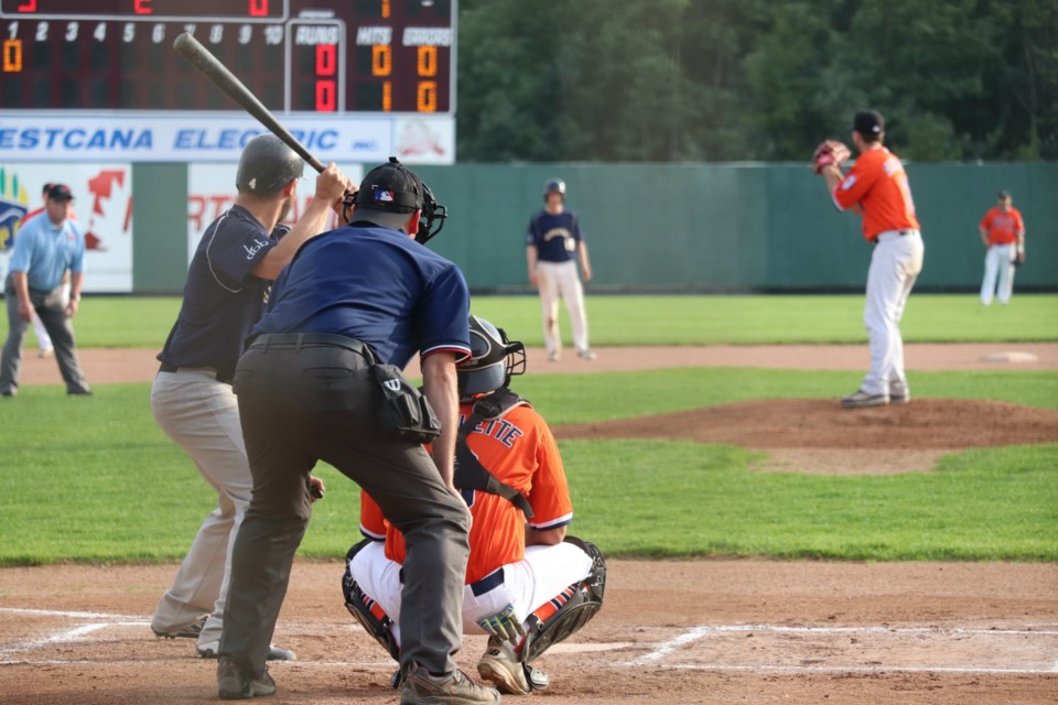 Tigers vs. Gladiators in Prince George Senior Men's Baseball League action (via Kyle Balzer)
