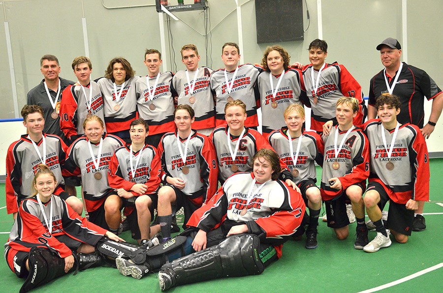 The Prince George Posse Midget 'B' lacrosse team won bronze at the 2019 Provincial Championships in Langley. (via Gary Ahuja)