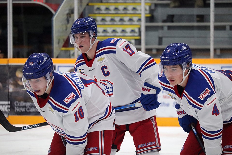 [From left to right] Prince Corey Cunningham, Nolan Welsh and Mason Waite of the Prince George Spruce Kings (via Kyle Balzer)