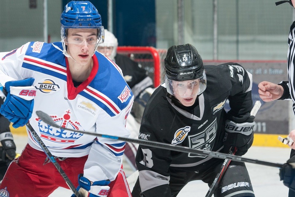 Jackson Zloty (#7) in his first game with the Prince George Spruce Kings (via Salmon Arm Silverbacks)