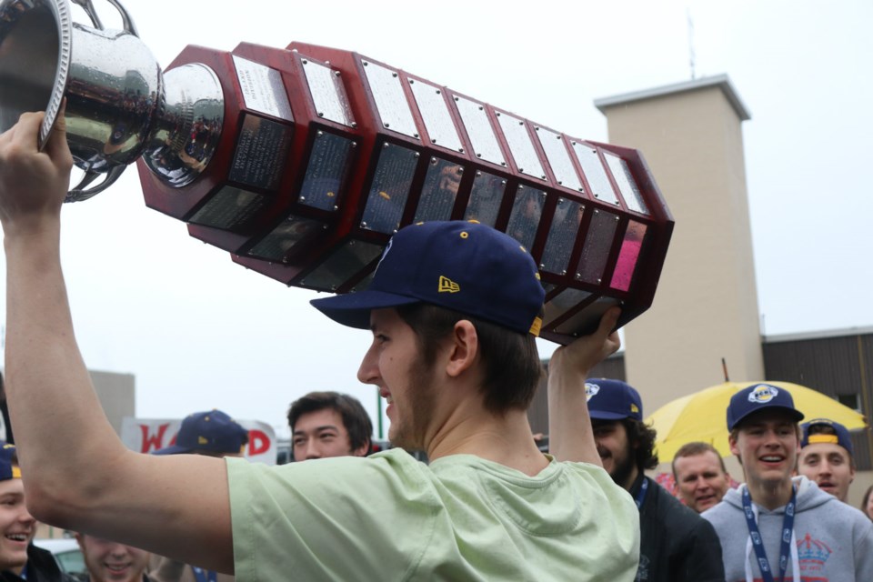 Prince George Spruce Kings defenceman Layton Ahac with the Fred Page Cup. | Kyle Balzer, PrinceGeorgeMatters