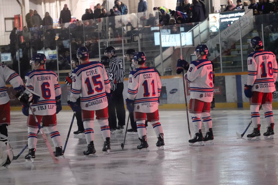 Prince George Spruce Kings on home ice ahead of the first game of the 2019 BCHL Playoffs (via Kyle Balzer)