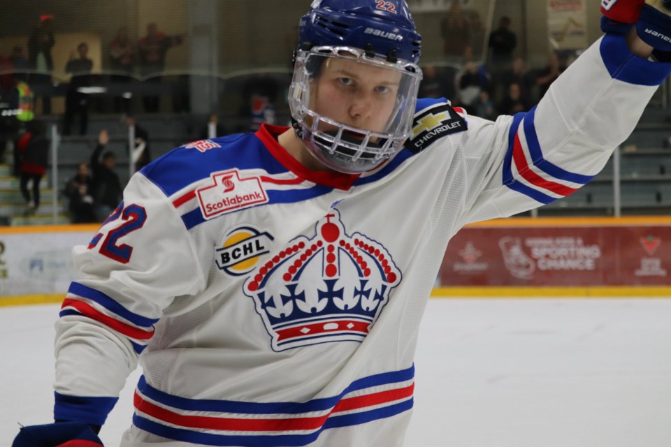 Fin Williams (#22) was named Game Two's Energy Player of the Game for the Prince George Spruce Kings in the 2019 Fred Page Cup Finals (via Kyle Balzer)