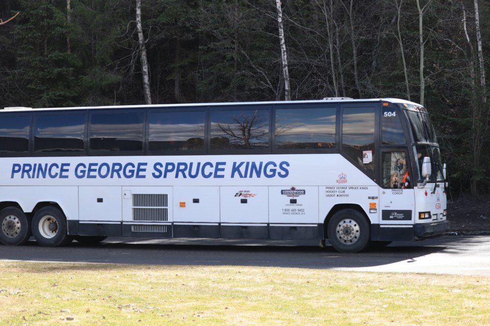 Prince George Spruce Kings bus leaving the Rolling Mix Concrete Arena (via Kyle Balzer)