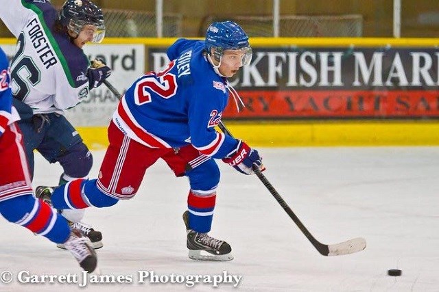Chad Staley (#22) seen here as a member of the Prince George Spruce Kings. (via Garrett James Photography)