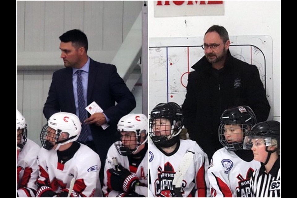 Cariboo Cougars Head Coach Tyler Brough (left) and Northern Capitals Head Coach Mario Desjardins. (via Kyle Balzer)