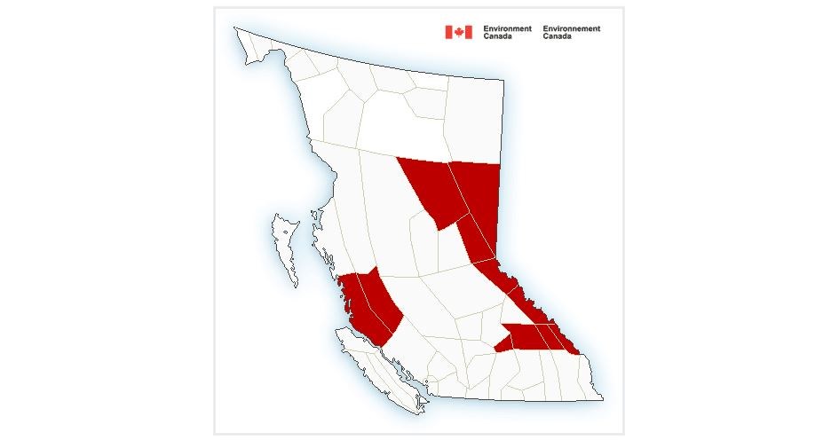Environment Canada snowfall warnings - Oct. 16, 2020
