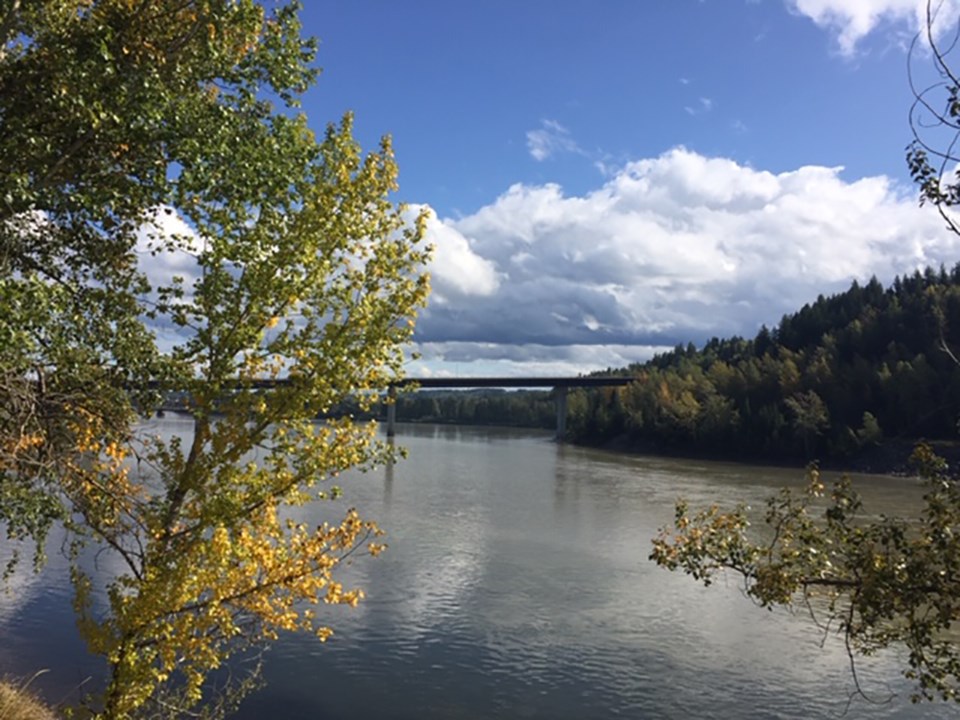 Rosmarie Vonah - Sept. 17, 2019 sun with clouds over Hwy16 bridge