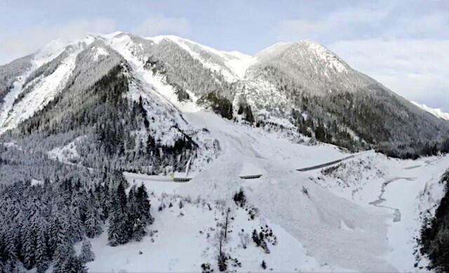 Avalanche control east of Revelstoke. Ministry of Transportation