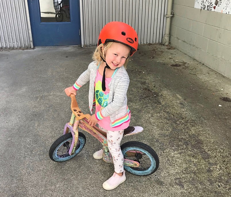 Toddler's new wooden bike