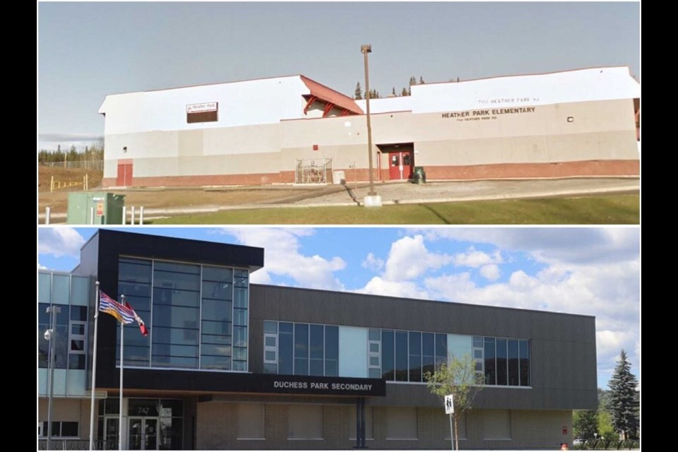 Prince George's Heather Park Elementary (above) and Duchess Park Secondary were both alerted for COVID-19 exposure events by Northern Health on March 29, 2021.