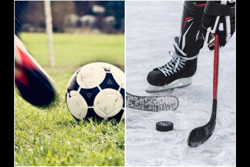 Soccer and hockey. (via Shutterstock/Kyle Balzer, PrinceGeorgeMatters)