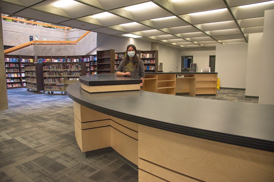 Prince George Public Library circulation area - July 27, 2020