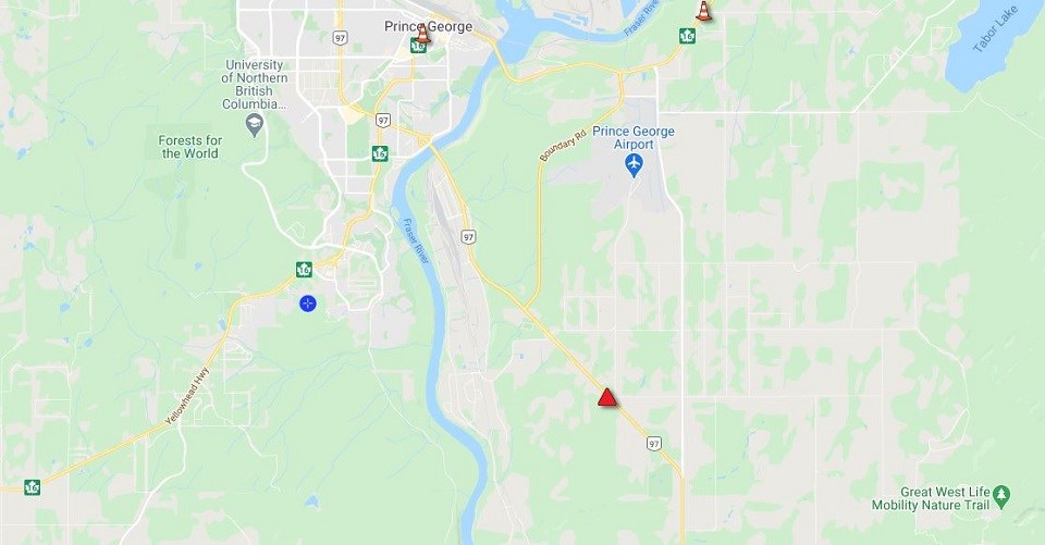 Highway 97 closed Prince George - Aug. 22, 2020