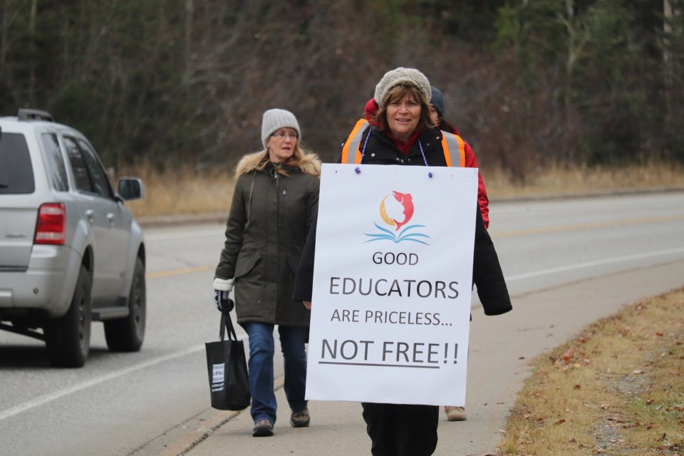 UNBC Faculty Association members went to the picket lines on Nov. 7, 2019 in response to negotiations with the university (via Kyle Balzer)