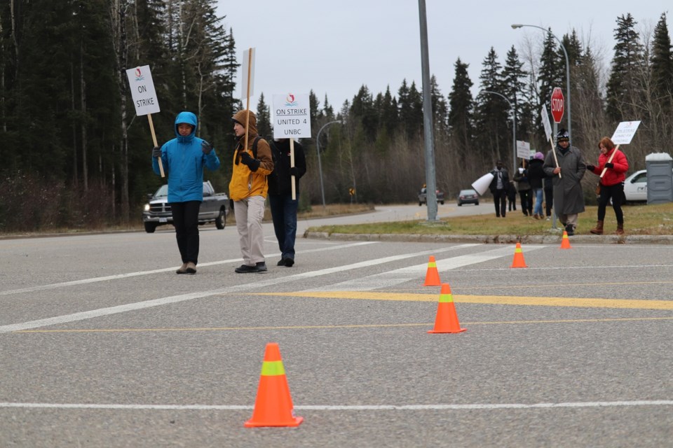 UNBC Faculty Association members went to the picket lines on Nov. 7, 2019 in response to negotiations with the university (via Kyle Balzer)