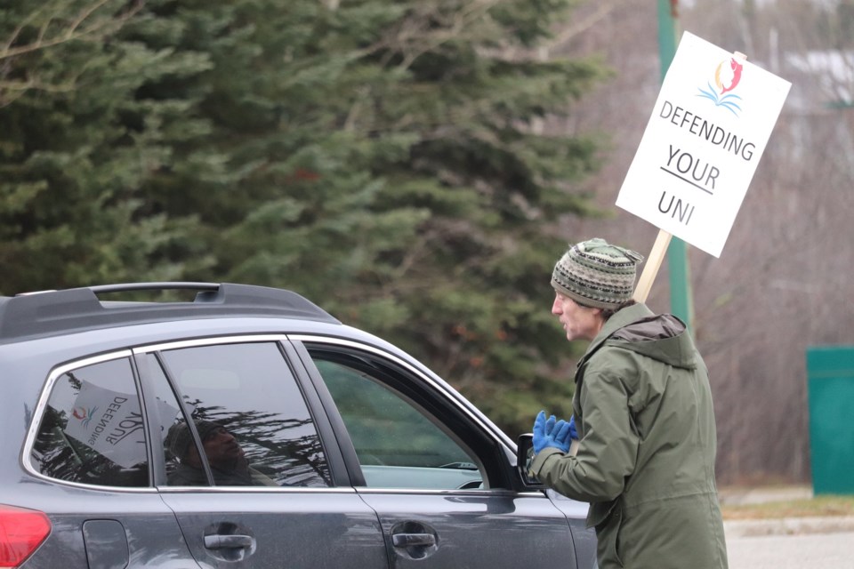 UNBC Faculty Association members went to the picket lines on Nov. 7, 2019 in response to negotiations with the university (via Kyle Balzer)
