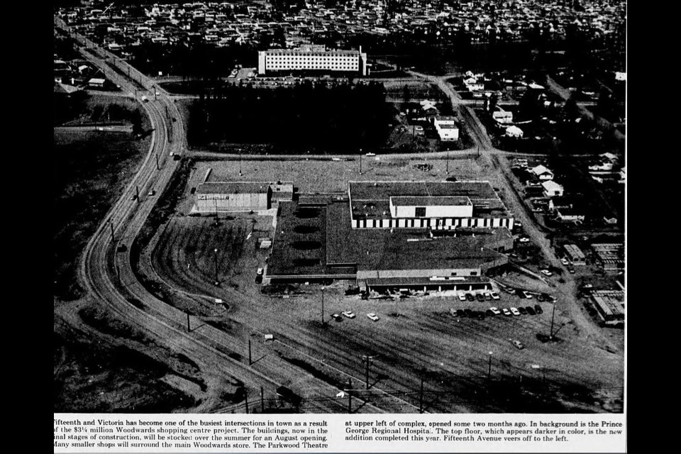 May 24, 1966: Fifteenth and Victoria has become one of the busiest intersections in town as a result of the $3.25 million Woodwards shopping centre project. The buildings, now in the final stages of construction, will be stocked over the summer for an August opening. 