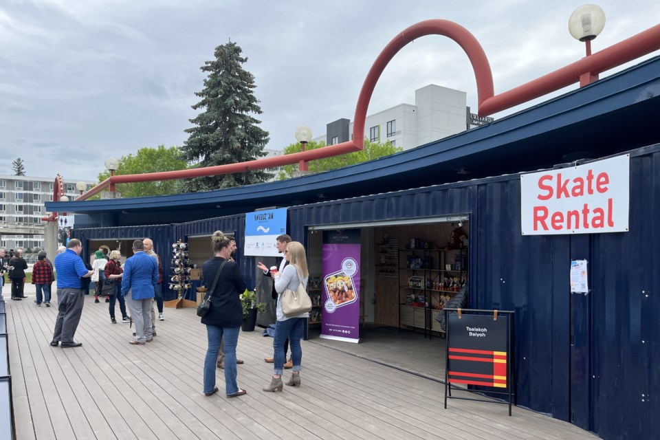 Visitors to Canada Games Plaza in Prince George check out the opening day of the Nanguz 'An container market on Friday, May 30, 2025.