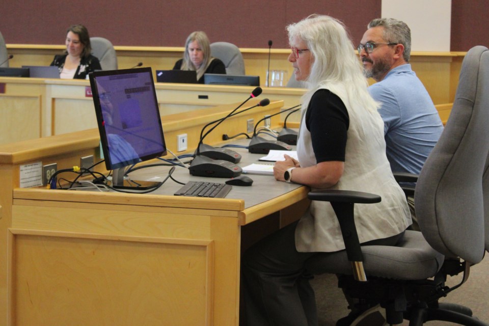 Kim Menounos and Scott Brown of the Fraser Basin Council present to the Regional District of Fraser-Fort George's board of directors on Thursday, July 17, 2025.