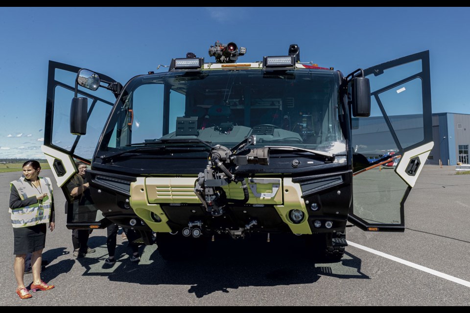 The Prince George Airport Authority has added a new fire truck. It's a Rosenbauer Panther, capable of holding 12,000 gallons of water for its joystick-controlled water turrets.